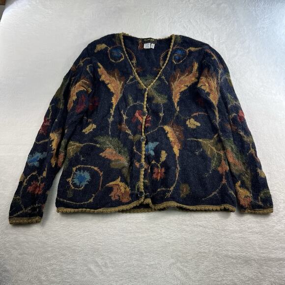 Invisible World Sz XL Alpaca V-Neck Button Cardigan Sweater Juneau Alaska Womens - Picture 2 of 11